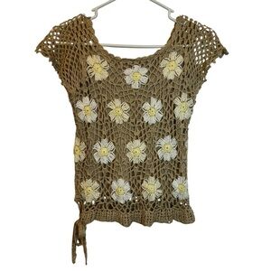 Unbranded No Tag Boho Floral Crochet Top